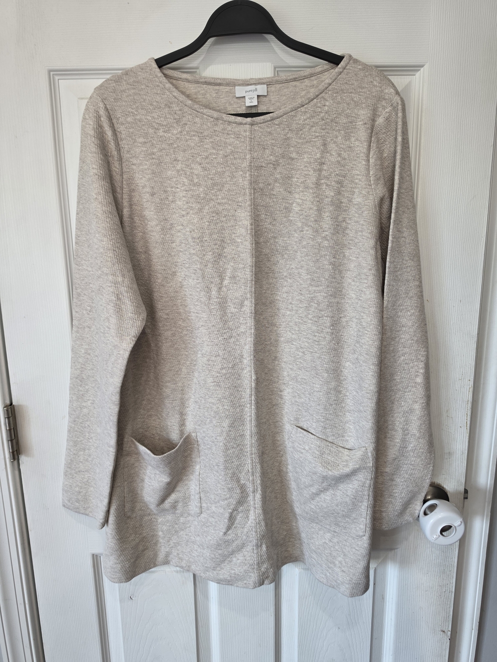 NWT Pure Jill Stone Heather Long Tall Cotton Blend Tunic Top Size L Tall